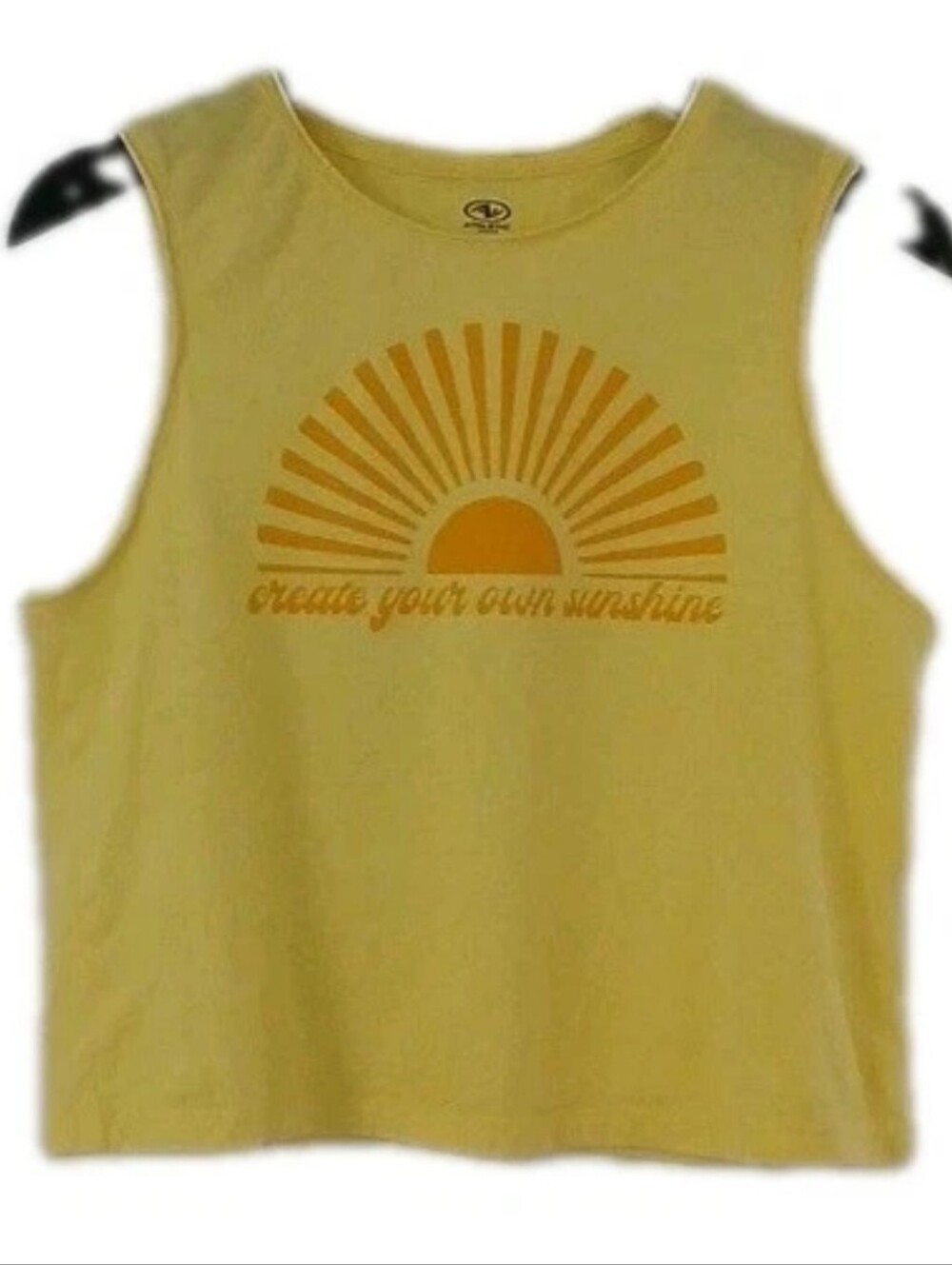 Athletic Works Size S (4-6) Top Yellow Sleeveless Crop Create Your Own Sunshine